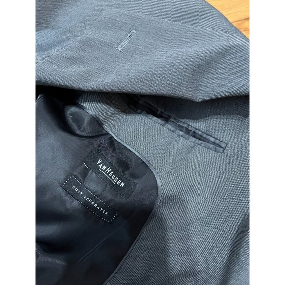 Van Heusen Mens Blazer Suit Jacket Size 46L Gray 2 Button Sport Coat Wedding - Picture 4 of 6